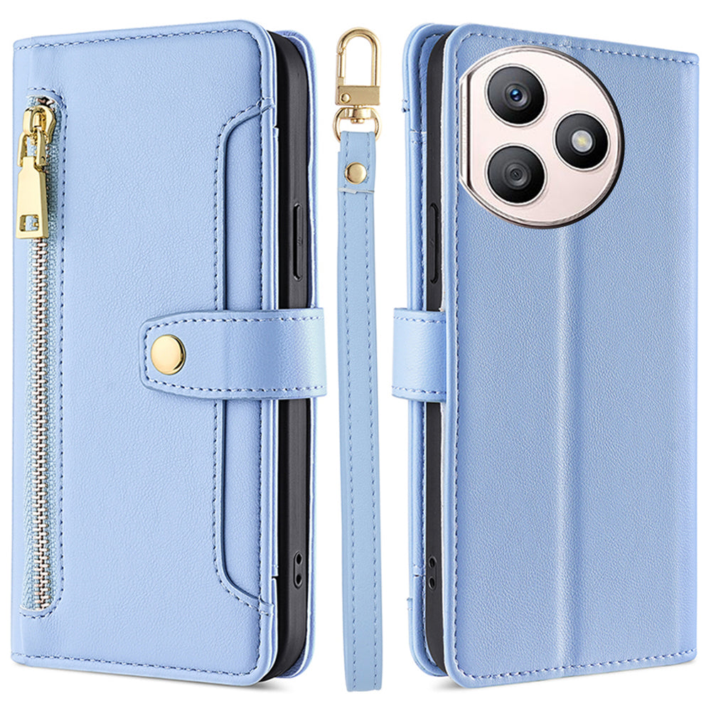 For Honor X50i+ 5G Case Shockproof PU Leather Crossbody Flip Stand Phone Protector - Blue For Honor X50i+ 5G Case Shockproof PU Leather Crossbody Flip Stand Phone Protector - Blue